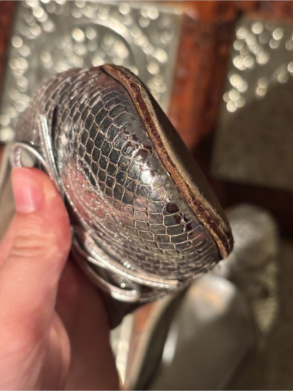 Chanel Silver Python Ballet Flats - Size 37 - Picture 7 of 14